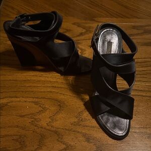 Louis Vuitton Black Strappy High Heel Sandals/wedge- Women 37.5